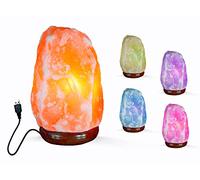 I-TOTAL® - Lampada di sale Himalayano, Naturale, Realizzata a Mano con Base in Legno NATURAL PINK (CAMBIA COLORE)