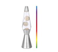 I-TOTAL® - Lampada lava LED 36 cm con Resistenza Scalda Cera, senza lampadina Luce Cambia Colore (Cera Bianca e Base Argento)