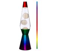 I-TOTAL® - Lampada lava LED 36 cm con Resistenza Scalda Cera, senza lampadina Luce Cambia Colore (Cera Bianca e Base Arcobaleno)