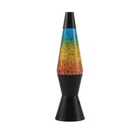 I-TOTAL® - Lampada Lava LED - Design Moderno con Effetto Bolle Fluide, Basso Consumo, Luce LED Integrata, 37 cm (Base Nera, Glitter Arcobaleno)