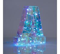 I-TOTAL® - Lettera dell'alfabeto A luminosa a LED, luce bianca e multicolore con microfono per luce a tempo