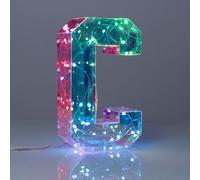 I-TOTAL® - Lettera dell'alfabeto C Luminosa a LED, Luce Bianca e Multicolore con Microfono per Luce a Tempo