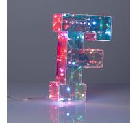 I-TOTAL® - Lettera dell'alfabeto F luminosa a LED, luce bianca e multicolore con microfono per luce a tempo