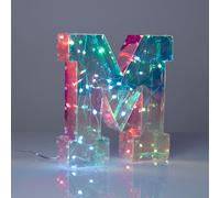 I-TOTAL® - Lettera dell'alfabeto M luminosa a LED, luce bianca e multicolore con microfono per luce a tempo