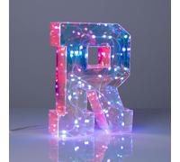I-TOTAL® - Lettera dell'alfabeto R Luminosa a LED, Luce Bianca e Multicolore con Microfono per Luce a Tempo
