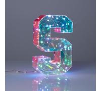 I-TOTAL® Lettera dell'alfabeto S LED luminosa, luce bianca e multicolore, microfono per luce a tempo