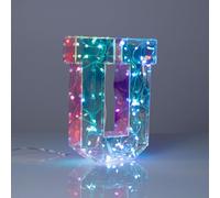 I-TOTAL® - Lettera dell'alfabeto U luminosa a LED, luce bianca e multicolore con microfono per luce a tempo