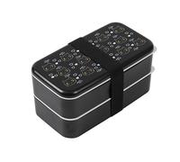 I-TOTAL® - Lunch Box porta pranzo, bento a due ripiani con posate, con valvola (BLACK CAT)