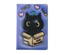 I-TOTAL® - Notebook A5 pagine bianche con copertina 3D, squishy 196 facciate (BLACK CAT)