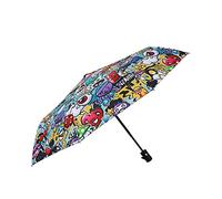 I-TOTAL® - Ombrello con apertura automatica/retraibile con custodia/alta qualità/per una persona (GRAFFITI)