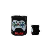 I-TOTAL Portapenne in Peluche Gaming, Design Controller, Nero con Decorazioni Colorate