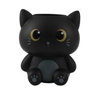 I-TOTAL Portapenne da Scrivania Gatto Nero, Contenitore Decorativo per Cancelleria, Design Kawaii con Occhi Grandi