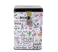 I-TOTAL Salvadanaio divertente UNICORN – Portamonete in metallo con lucchetto e chiavi