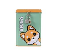 I-TOTAL® - Salvadanaio divertente con lucchetto e chiavi/Portamonete in metallo con chiusura (SHIBA)