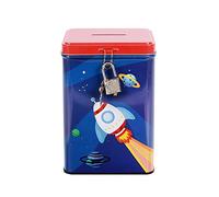 I-TOTAL® - Savaldanaio divertente con lucchetto e chiavi/Portamonete in metallo con chiusura (SPACE ADVENTURE)