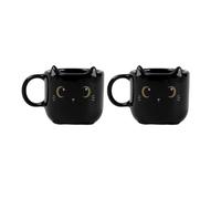 I-TOTAL® - Set di tazze da caffè in ceramica per espresso - SET 2 pezzi, 90 ml ciascuno - Perfette per gli amanti dell'espresso, per la casa o l'ufficio, 90 ml (BLACK CAT)