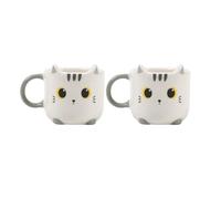I-TOTAL® - Set di tazze da caffè in ceramica per espresso - SET 2 pezzi, 90 ml ciascuno - Perfette per gli amanti dell'espresso, per la casa o l'ufficio, 90 ml (WHITE CAT)