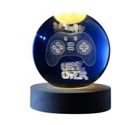 I-TOTAL®- Sfera di vetro 3D con LED RGB effetto sul soffitto, luce notturna per bambini, lampada da notte con base in legno, tema fantasy, decorazione in cristallo disegno (LET'S PLAY)