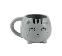 I-TOTAL® - Tazza in Ceramica Chunky, Tazza per Tè o Caffè 410 ml (GREY CAT)