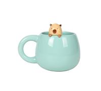 I-TOTAL® - Tazza in Ceramica con animaletto in ceramica sul bordo, tazza per tè o caffè CAPYBARA, 450 ml