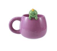 I-TOTAL® - Tazza in Ceramica con animaletto in ceramica sul bordo, tazza per tè o caffè 450 ml (HELLO DINO)