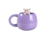 I-TOTAL® - Tazza in Ceramica con animaletto in ceramica sul bordo, tazza per tè o caffè HIPPO, 450 ml