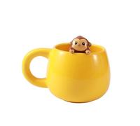 I-TOTAL® - Tazza in Ceramica con animaletto in ceramica sul bordo, tazza per tè o caffè 450 ml (MONKEY)