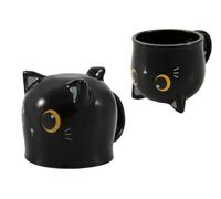 I-TOTAL® - Tazza in Ceramica Flip Mug 450 ml - Tazza Grande per Tè e Caffè, Design Originale, Idea Regalo (BLACK CAT)
