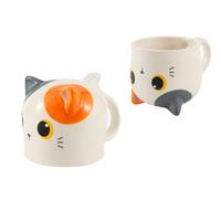 I-TOTAL® - Tazza in Ceramica Flip Mug 450 ml - Tazza Grande per Tè e Caffè, Design Originale, Idea Regalo (ORANGE CAT)