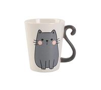 I-TOTAL®- Tazza in CERAMICA forma gatto, tazza per Tè e caffè, 11,5 x 10 x 8,5 cm (GRIGIO)