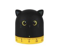 I-TOTAL® -Timer da Cucina analogico con ring finale a 360°, a Forma di Animale, Conto alla Rovescia 60 Minuti Allarme Rotante a Contaminuti da Cucina (BLACK CAT)