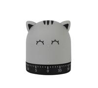 I-TOTAL® -Timer da Cucina analogico con ring finale a 360°, a Forma di Animale, Conto alla Rovescia 60 Minuti Allarme Rotante a Contaminuti da Cucina (GREY CAT)