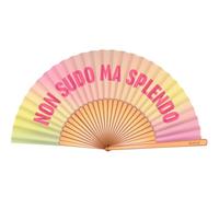 I-TOTAL® - Ventaglio Ventilatore a mano per Estate in legno e tela moderno e divertente Misure: 42 x 23 cm (NON SUDO)