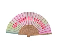 I-TOTAL® - Ventaglio Ventilatore a mano per Estate in legno e tela moderno e divertente Misure: 42 x 23 cm (NON SUDO)