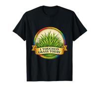 I Touched Grass Today Divertente Gamer Meme Arcobaleno Maglietta