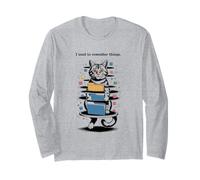 I Used to Remember Things... Funny PC Inept Cat Retro Maglia a Manica