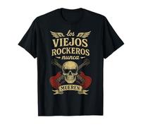 I Vecchi Rockers Mai Muoiono Teschio Chitarre Rock Maglietta