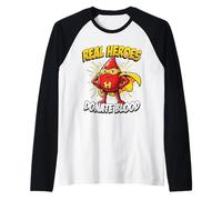 I Veri Eroi donano Il Supereroe del Sangue Flebotomia Comic Art Maglia con Maniche Raglan