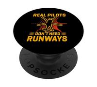 I veri piloti non hanno bisogno di piste Funny Woman Pilot Aereo PopSockets PopGrip Adesivo