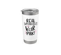 I veri supereroi indossano il rosa! Supporto per la consapevolezza del cancro al seno Bicchiere termico in acciaio inox doppia parete
