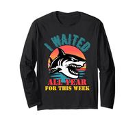 I Waited all Year for This Week Retro Shark Lover Ocean Maglia a Manica