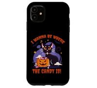 I Wanna Be Where the Candy Is! Funny Black Kawaii Cat Custodia per iPhone 11