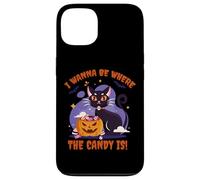I Wanna Be Where the Candy Is! Funny Black Kawaii Cat Custodia per iPhone 13
