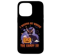 I Wanna Be Where the Candy Is! Funny Black Kawaii Cat Custodia per iPhone 14 Pro Max
