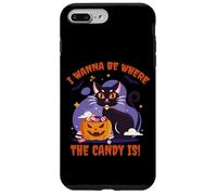 I Wanna Be Where the Candy Is! Funny Black Kawaii Cat Custodia per iPhone 7 Plus/8 Plus