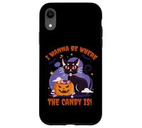 I Wanna Be Where the Candy Is! Funny Black Kawaii Cat Custodia per iPhone XR