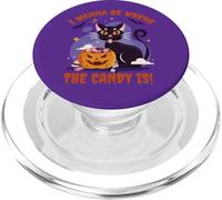 I Wanna Be Where the Candy Is! Funny Black Kawaii Cat PopSockets PopGrip per MagSafe