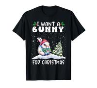 I Want A Bunny for Christmas Santa Hat Funny Xmas Maglietta