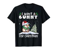 I Want A Bunny for Christmas Santa Hat Funny Xmas Maglietta