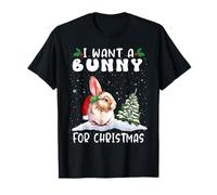 I Want A Bunny for Christmas Santa Hat Funny Xmas Maglietta